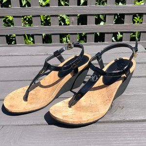 Ralph Lauren women’s sandal wedge black Reeta